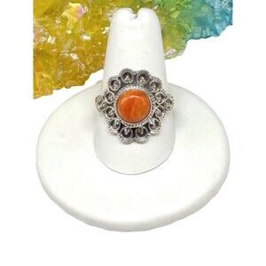 Orange Mohave Turquoise Ring Size 9 Solid 925 Sterling Silver